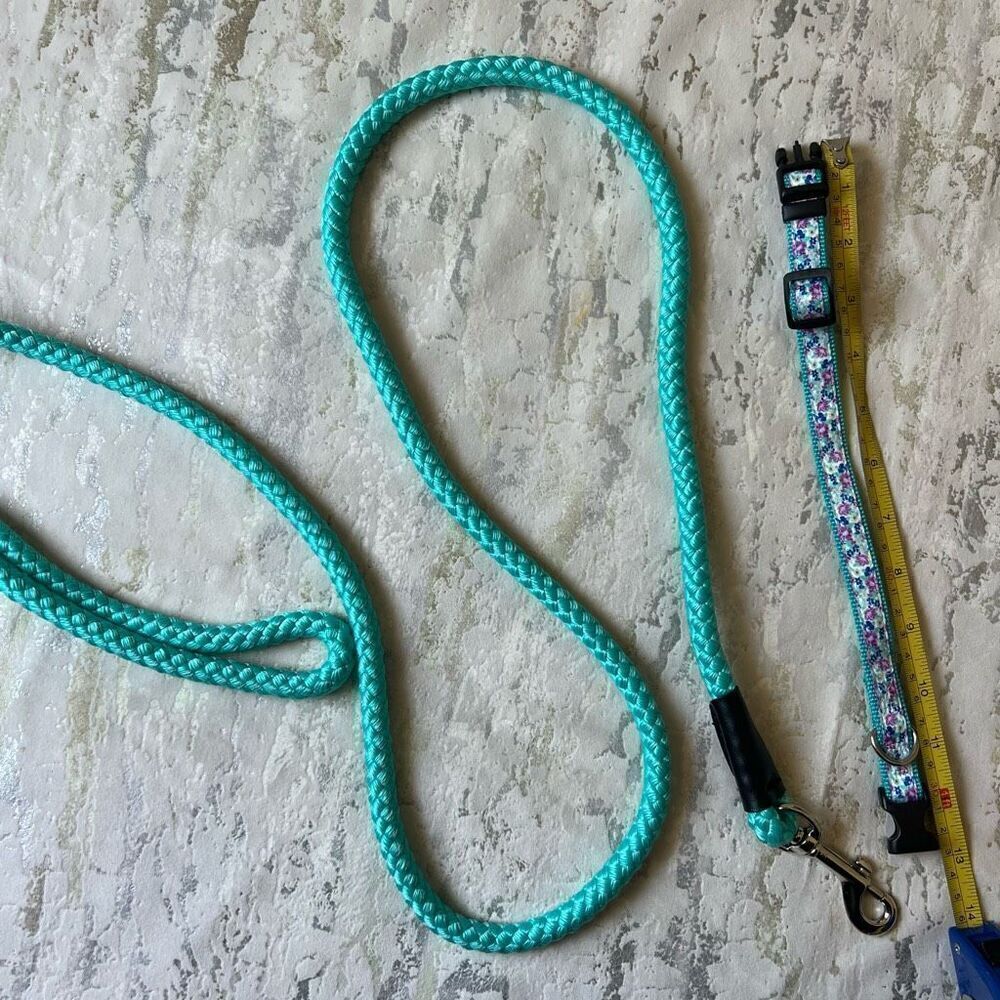 Rope dog leash and collar